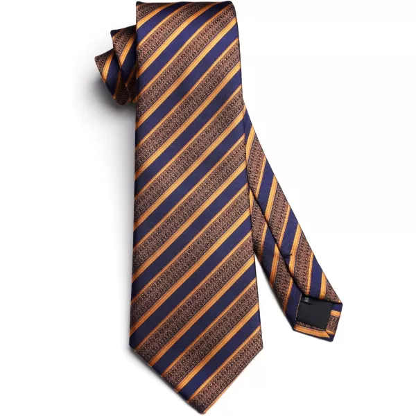 HISDERN Stripe Tie Mens Ties with Pocket Square Set Classic 3.4'' Silk Formal Necktie Handkerchief for Business Wedding