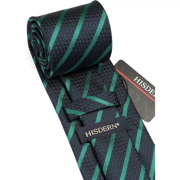 HISDERN Stripe Tie Mens Ties with Pocket Square Set Classic 3.4'' Silk Formal Necktie Handkerchief for Business Wedding