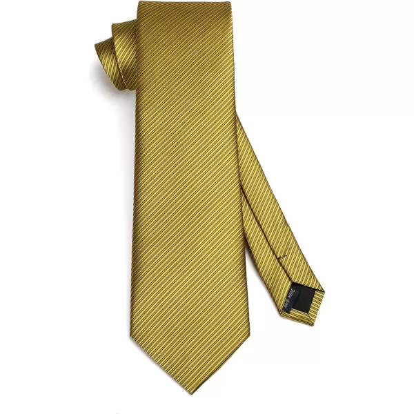 HISDERN Stripe Tie Mens Ties with Pocket Square Set Classic 3.4'' Silk Formal Necktie Handkerchief for Business Wedding