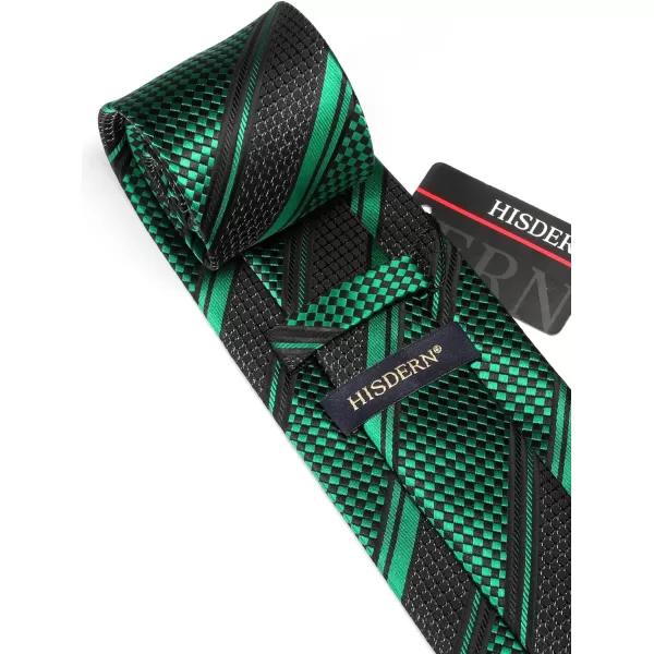 HISDERN Stripe Tie Mens Ties with Pocket Square Set Classic 3.4'' Silk Formal Necktie Handkerchief for Business Wedding