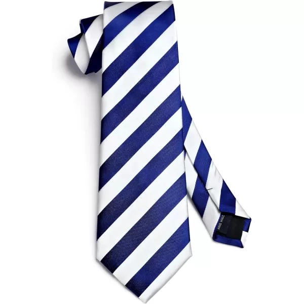 HISDERN Stripe Tie Mens Ties with Pocket Square Set Classic 3.4'' Silk Formal Necktie Handkerchief for Business Wedding