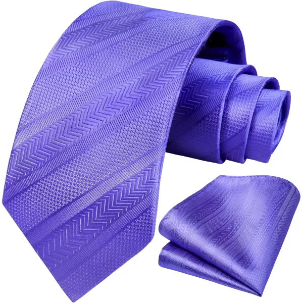 HISDERN Stripe Tie Mens Ties with Pocket Square Set Classic 3.4'' Silk Formal Necktie Handkerchief for Business Wedding