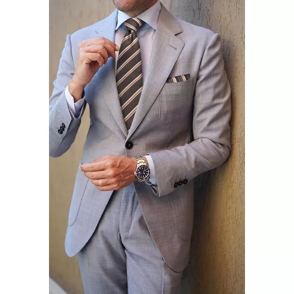 HISDERN Stripe Tie Mens Ties with Pocket Square Set Classic 3.4'' Silk Formal Necktie Handkerchief for Business Wedding