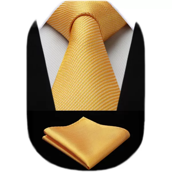 HISDERN Stripe Tie Mens Ties with Pocket Square Set Classic 3.4'' Silk Formal Necktie Handkerchief for Business Wedding