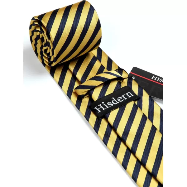 HISDERN Stripe Tie Mens Ties with Pocket Square Set Classic 3.4'' Silk Formal Necktie Handkerchief for Business Wedding
