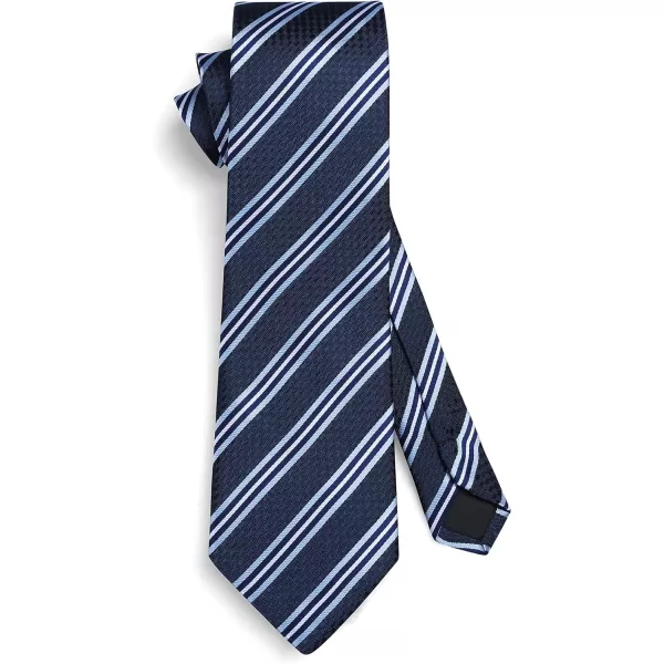 HISDERN Stripe Tie Mens Ties with Pocket Square Set Classic 3.4'' Silk Formal Necktie Handkerchief for Business Wedding