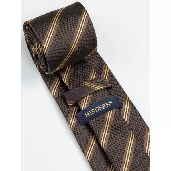 HISDERN Stripe Tie Mens Ties with Pocket Square Set Classic 3.4'' Silk Formal Necktie Handkerchief for Business Wedding
