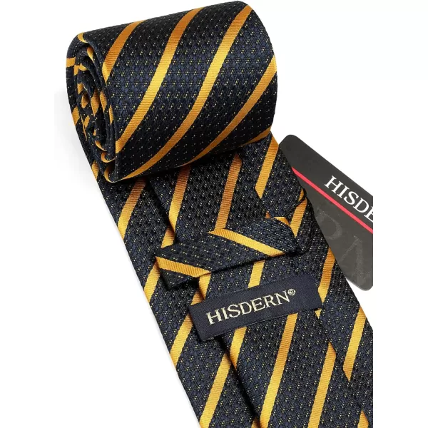 HISDERN Stripe Tie Mens Ties with Pocket Square Set Classic 3.4'' Silk Formal Necktie Handkerchief for Business Wedding