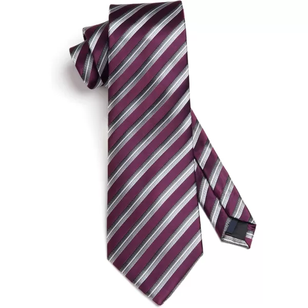 HISDERN Stripe Tie Mens Ties with Pocket Square Set Classic 3.4'' Silk Formal Necktie Handkerchief for Business Wedding