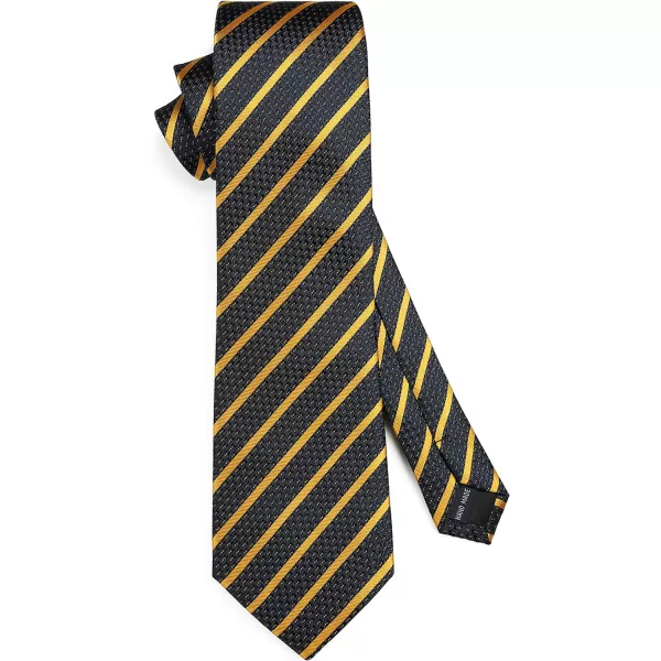 HISDERN Stripe Tie Mens Ties with Pocket Square Set Classic 3.4'' Silk Formal Necktie Handkerchief for Business Wedding