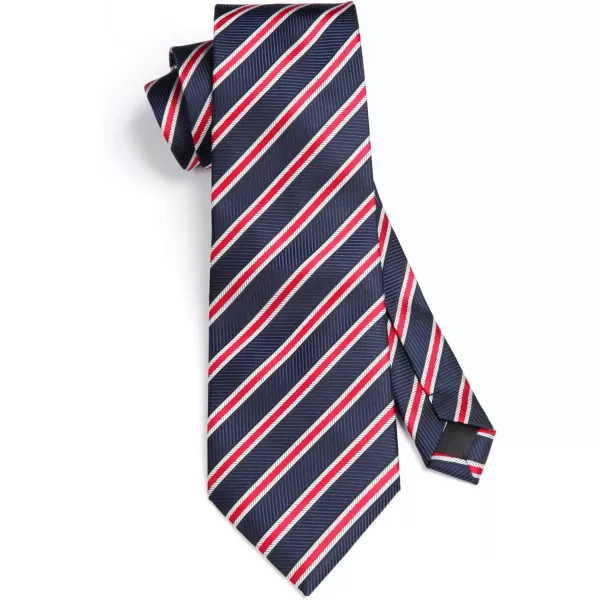 HISDERN Stripe Tie Mens Ties with Pocket Square Set Classic 3.4'' Silk Formal Necktie Handkerchief for Business Wedding