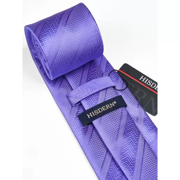 HISDERN Stripe Tie Mens Ties with Pocket Square Set Classic 3.4'' Silk Formal Necktie Handkerchief for Business Wedding