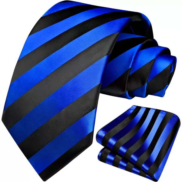 HISDERN Stripe Tie Mens Ties with Pocket Square Set Classic 3.4'' Silk Formal Necktie Handkerchief for Business Wedding