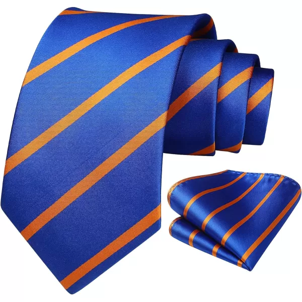 HISDERN Stripe Tie Mens Ties with Pocket Square Set Classic 3.4'' Silk Formal Necktie Handkerchief for Business Wedding
