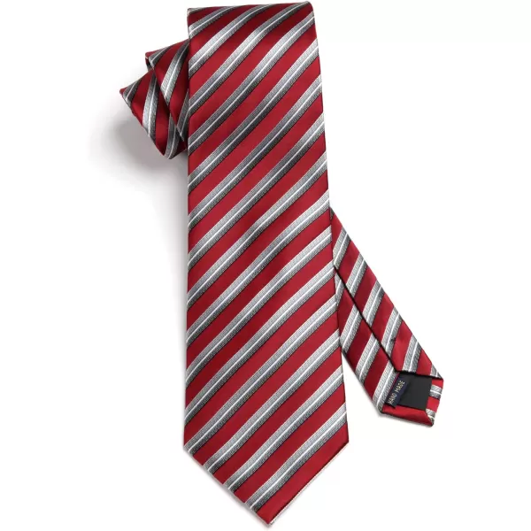 HISDERN Stripe Tie Mens Ties with Pocket Square Set Classic 3.4'' Silk Formal Necktie Handkerchief for Business Wedding