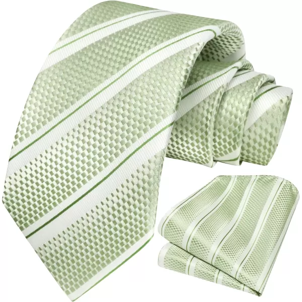 HISDERN Stripe Tie Mens Ties with Pocket Square Set Classic 3.4'' Silk Formal Necktie Handkerchief for Business Wedding