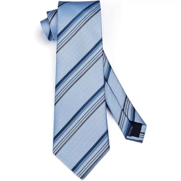 HISDERN Stripe Tie Mens Ties with Pocket Square Set Classic 3.4'' Silk Formal Necktie Handkerchief for Business Wedding
