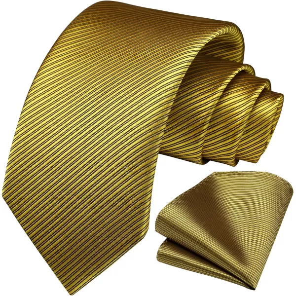 HISDERN Stripe Tie Mens Ties with Pocket Square Set Classic 3.4'' Silk Formal Necktie Handkerchief for Business Wedding