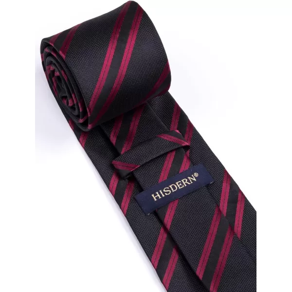 HISDERN Stripe Tie Mens Ties with Pocket Square Set Classic 3.4'' Silk Formal Necktie Handkerchief for Business Wedding