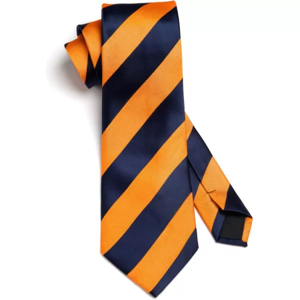 HISDERN Stripe Tie Mens Ties with Pocket Square Set Classic 3.4'' Silk Formal Necktie Handkerchief for Business Wedding