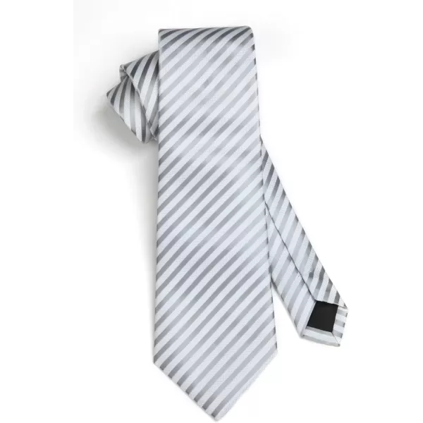 HISDERN Stripe Tie Mens Ties with Pocket Square Set Classic 3.4'' Silk Formal Necktie Handkerchief for Business Wedding