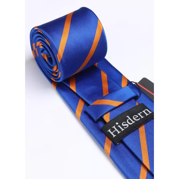 HISDERN Stripe Tie Mens Ties with Pocket Square Set Classic 3.4'' Silk Formal Necktie Handkerchief for Business Wedding
