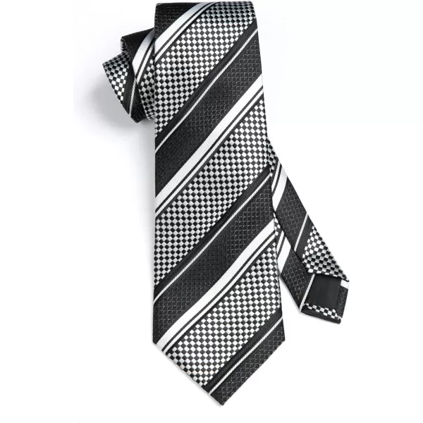HISDERN Stripe Tie Mens Ties with Pocket Square Set Classic 3.4'' Silk Formal Necktie Handkerchief for Business Wedding
