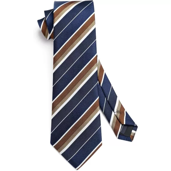 HISDERN Stripe Tie Mens Ties with Pocket Square Set Classic 3.4'' Silk Formal Necktie Handkerchief for Business Wedding