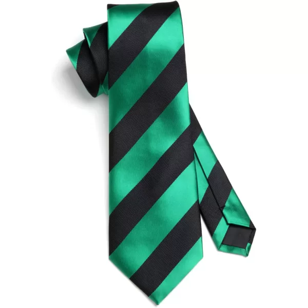 HISDERN Stripe Tie Mens Ties with Pocket Square Set Classic 3.4'' Silk Formal Necktie Handkerchief for Business Wedding