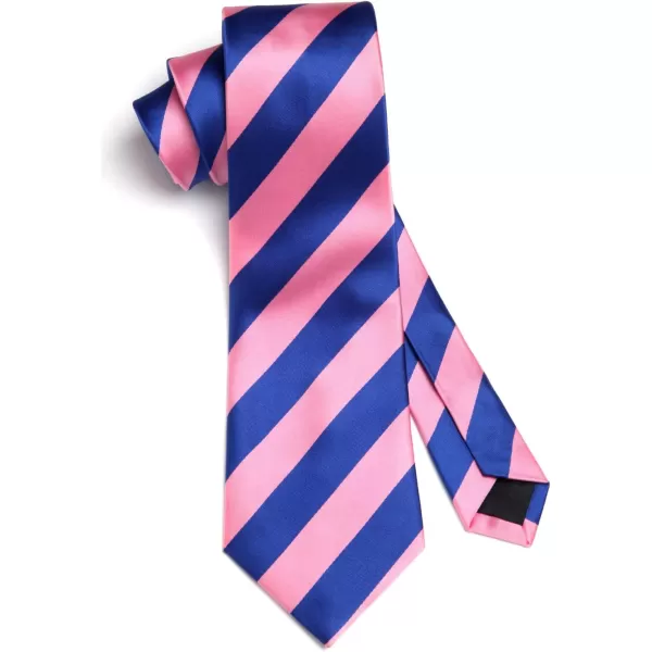 HISDERN Stripe Tie Mens Ties with Pocket Square Set Classic 3.4'' Silk Formal Necktie Handkerchief for Business Wedding