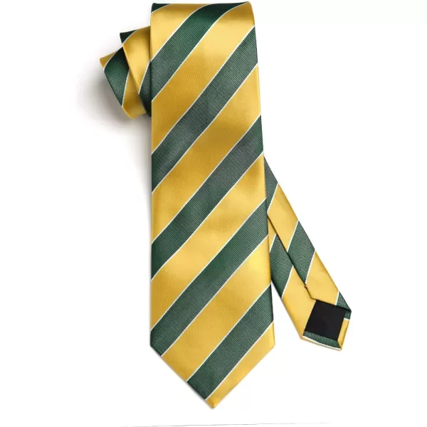 HISDERN Stripe Tie Mens Ties with Pocket Square Set Classic 3.4'' Silk Formal Necktie Handkerchief for Business Wedding