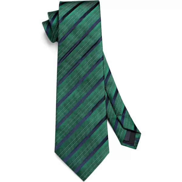 HISDERN Stripe Tie Mens Ties with Pocket Square Set Classic 3.4'' Silk Formal Necktie Handkerchief for Business Wedding
