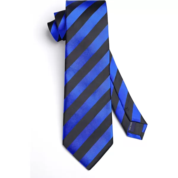 HISDERN Stripe Tie Mens Ties with Pocket Square Set Classic 3.4'' Silk Formal Necktie Handkerchief for Business Wedding