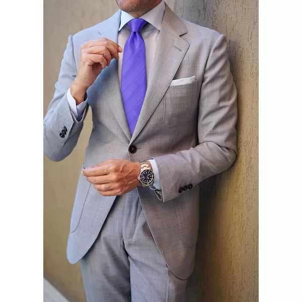 HISDERN Stripe Tie Mens Ties with Pocket Square Set Classic 3.4'' Silk Formal Necktie Handkerchief for Business Wedding