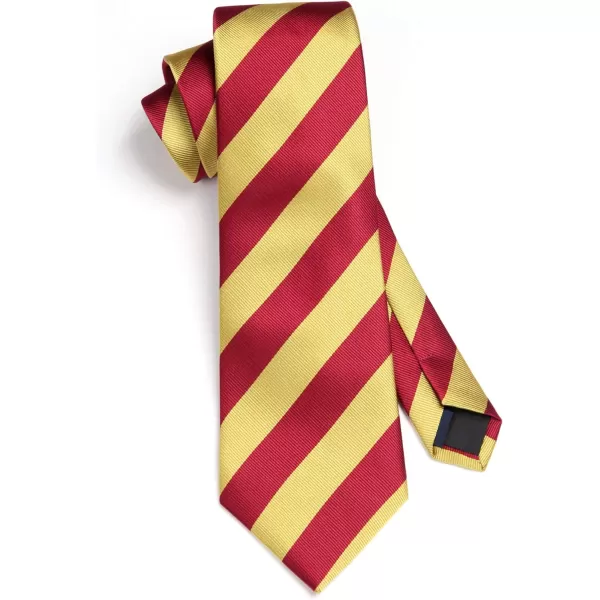 HISDERN Stripe Tie Mens Ties with Pocket Square Set Classic 3.4'' Silk Formal Necktie Handkerchief for Business Wedding