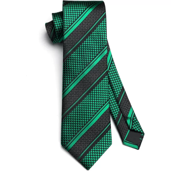 HISDERN Stripe Tie Mens Ties with Pocket Square Set Classic 3.4'' Silk Formal Necktie Handkerchief for Business Wedding