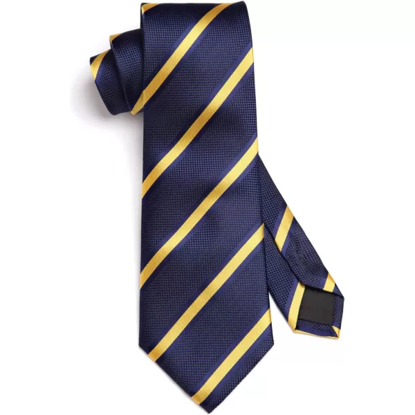 HISDERN Stripe Tie Mens Ties with Pocket Square Set Classic 3.4'' Silk Formal Necktie Handkerchief for Business Wedding