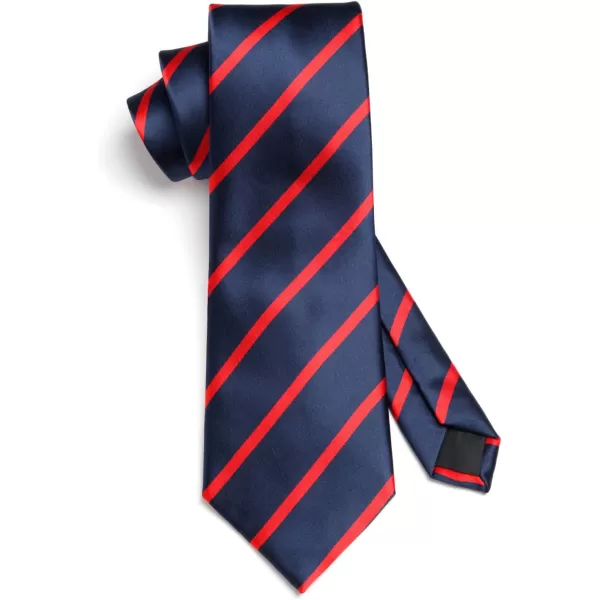 HISDERN Stripe Tie Mens Ties with Pocket Square Set Classic 3.4'' Silk Formal Necktie Handkerchief for Business Wedding