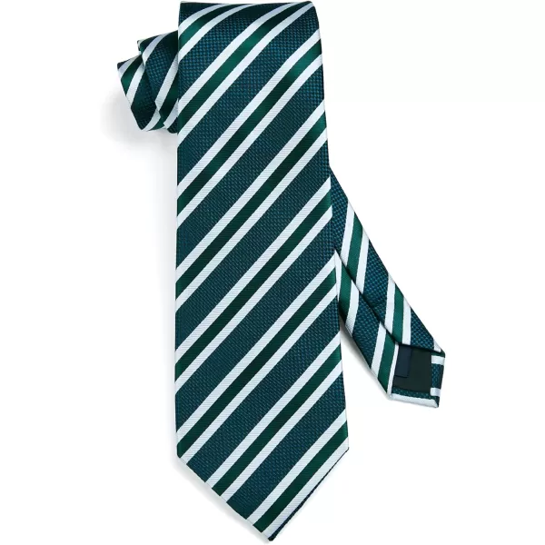HISDERN Stripe Tie Mens Ties with Pocket Square Set Classic 3.4'' Silk Formal Necktie Handkerchief for Business Wedding