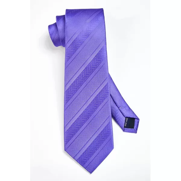 HISDERN Stripe Tie Mens Ties with Pocket Square Set Classic 3.4'' Silk Formal Necktie Handkerchief for Business Wedding