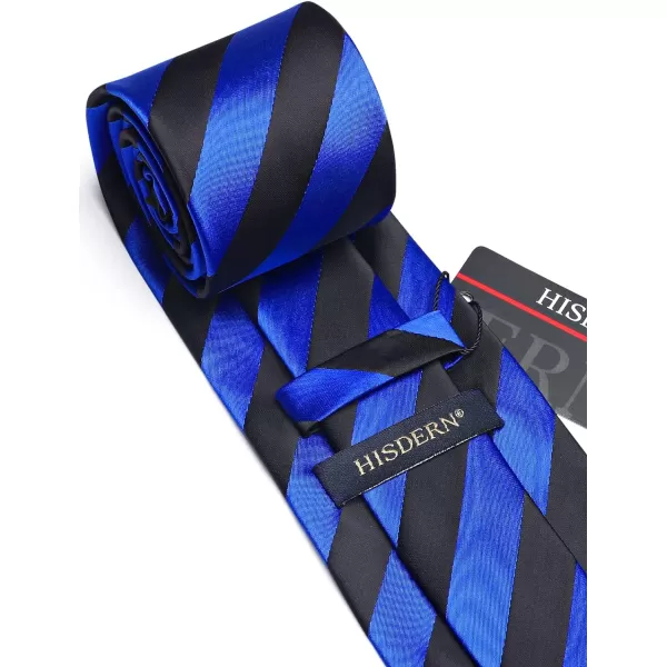 HISDERN Stripe Tie Mens Ties with Pocket Square Set Classic 3.4'' Silk Formal Necktie Handkerchief for Business Wedding