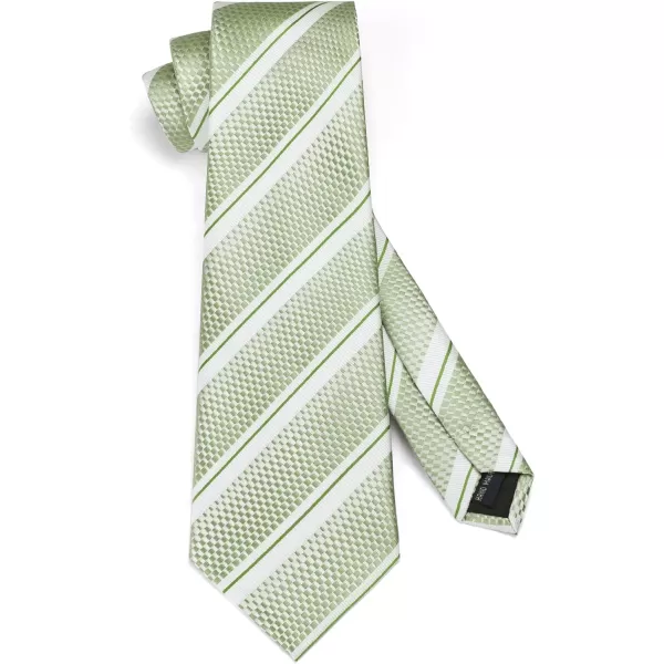 HISDERN Stripe Tie Mens Ties with Pocket Square Set Classic 3.4'' Silk Formal Necktie Handkerchief for Business Wedding