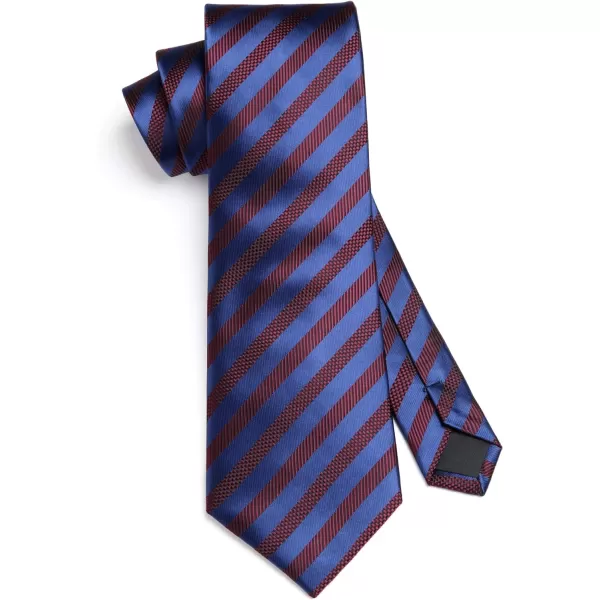 HISDERN Stripe Tie Mens Ties with Pocket Square Set Classic 3.4'' Silk Formal Necktie Handkerchief for Business Wedding