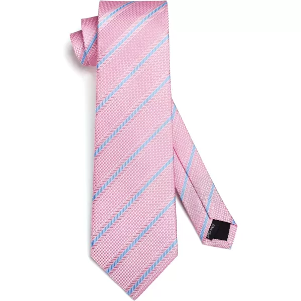 HISDERN Stripe Tie Mens Ties with Pocket Square Set Classic 3.4'' Silk Formal Necktie Handkerchief for Business Wedding