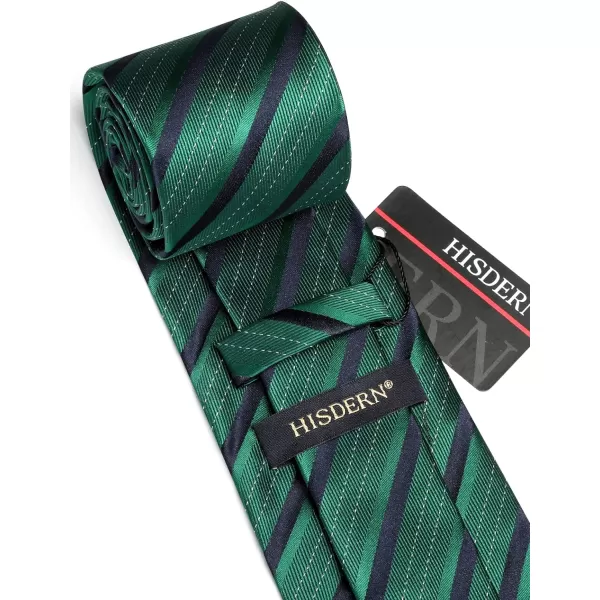 HISDERN Stripe Tie Mens Ties with Pocket Square Set Classic 3.4'' Silk Formal Necktie Handkerchief for Business Wedding