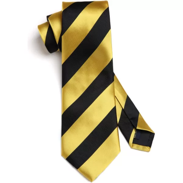 HISDERN Stripe Tie Mens Ties with Pocket Square Set Classic 3.4'' Silk Formal Necktie Handkerchief for Business Wedding