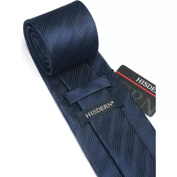 HISDERN Stripe Tie Mens Ties with Pocket Square Set Classic 3.4'' Silk Formal Necktie Handkerchief for Business Wedding