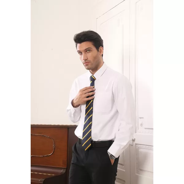 HISDERN Stripe Tie Mens Ties with Pocket Square Set Classic 3.4'' Silk Formal Necktie Handkerchief for Business Wedding