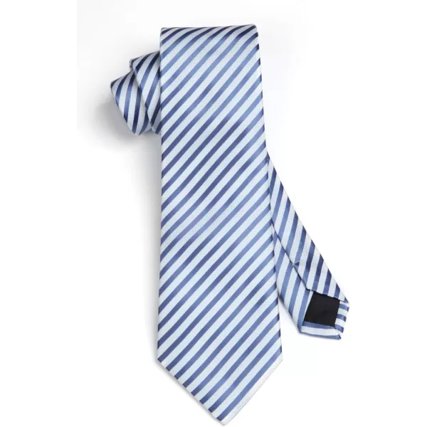 HISDERN Stripe Tie Mens Ties with Pocket Square Set Classic 3.4'' Silk Formal Necktie Handkerchief for Business Wedding