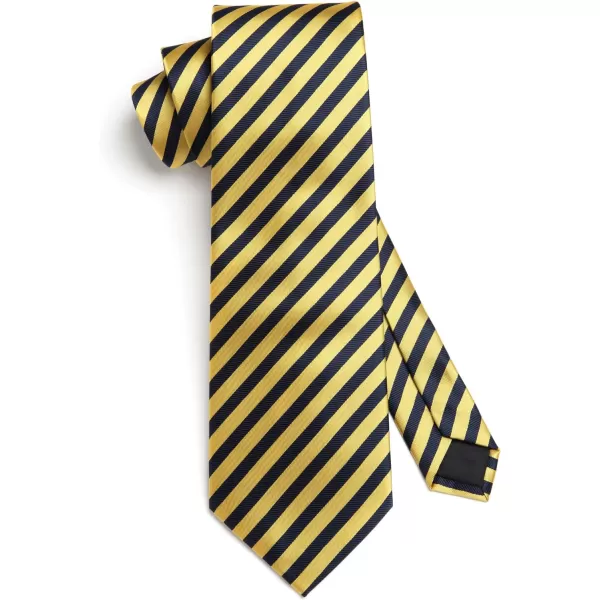 HISDERN Stripe Tie Mens Ties with Pocket Square Set Classic 3.4'' Silk Formal Necktie Handkerchief for Business Wedding
